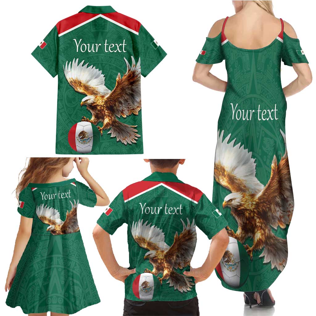 Personalized Viva Mexico Football Family Matching Summer Maxi Dress and Hawaiian Shirt Mexican Eagle Mascot with Sporty Style