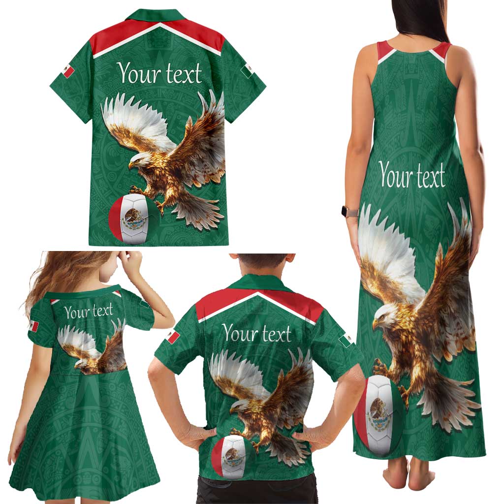 Personalized Viva Mexico Football Family Matching Tank Maxi Dress and Hawaiian Shirt Mexican Eagle Mascot with Sporty Style