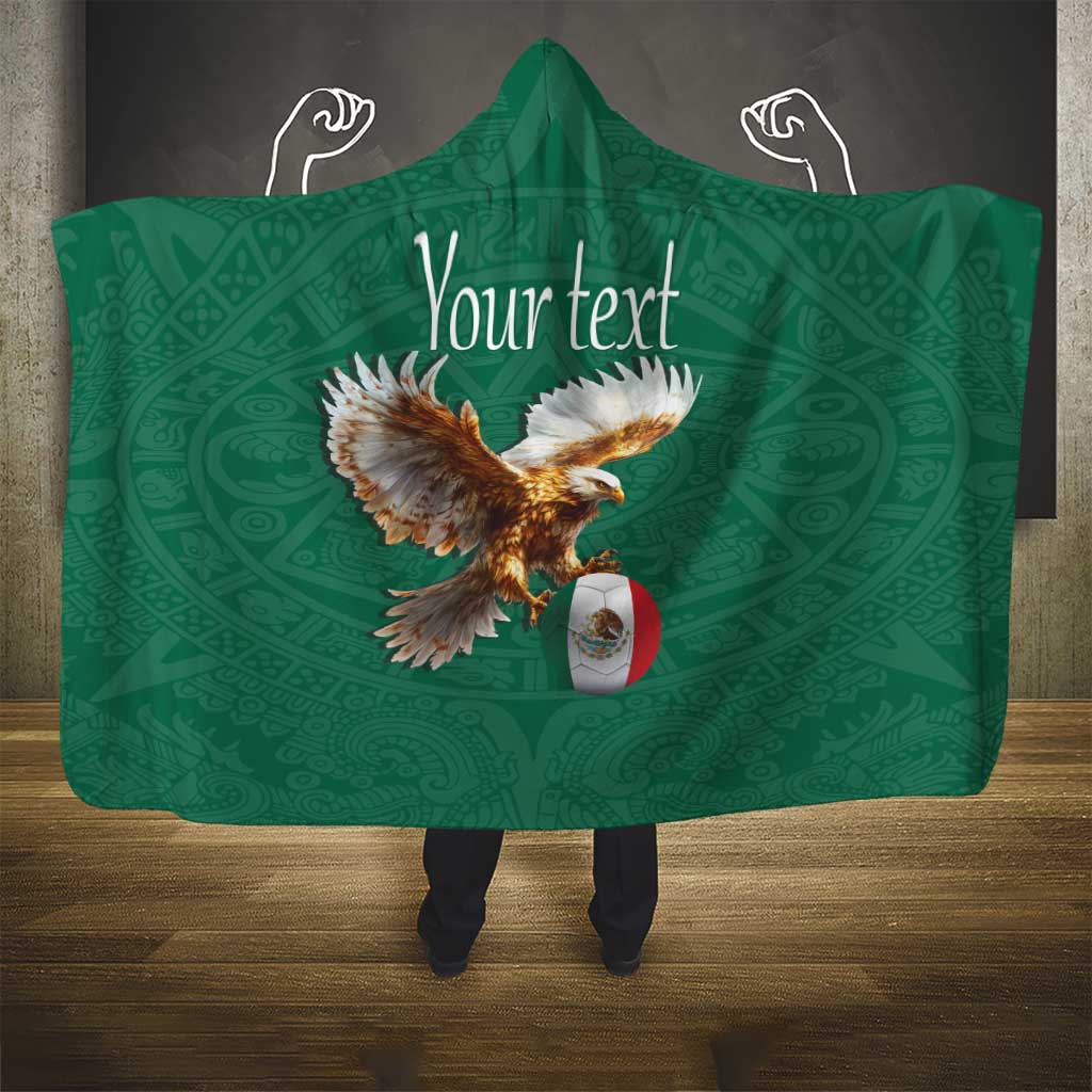 Personalized Viva Mexico Football Hooded Blanket Mexican Eagle Mascot with Sporty Style