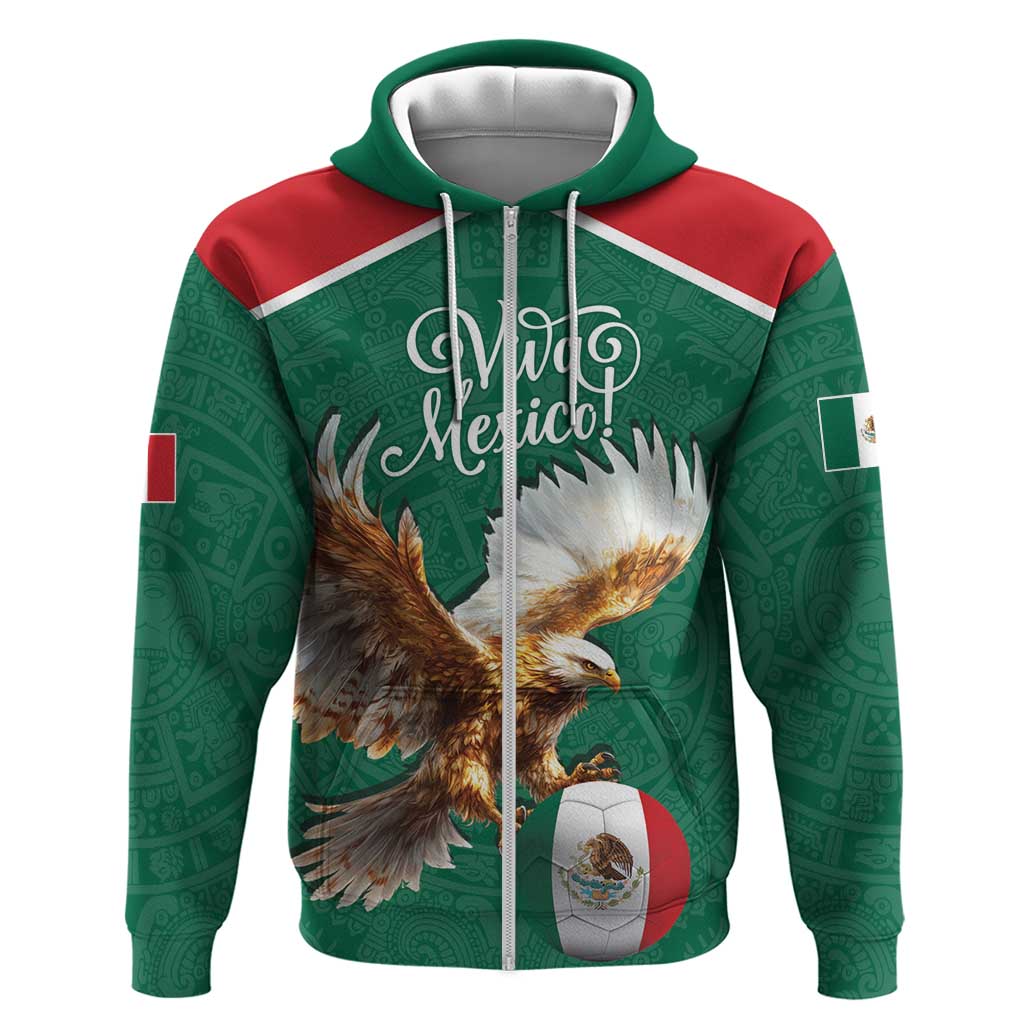 Personalized Viva Mexico Football Hoodie Mexican Eagle Mascot with Sporty Style