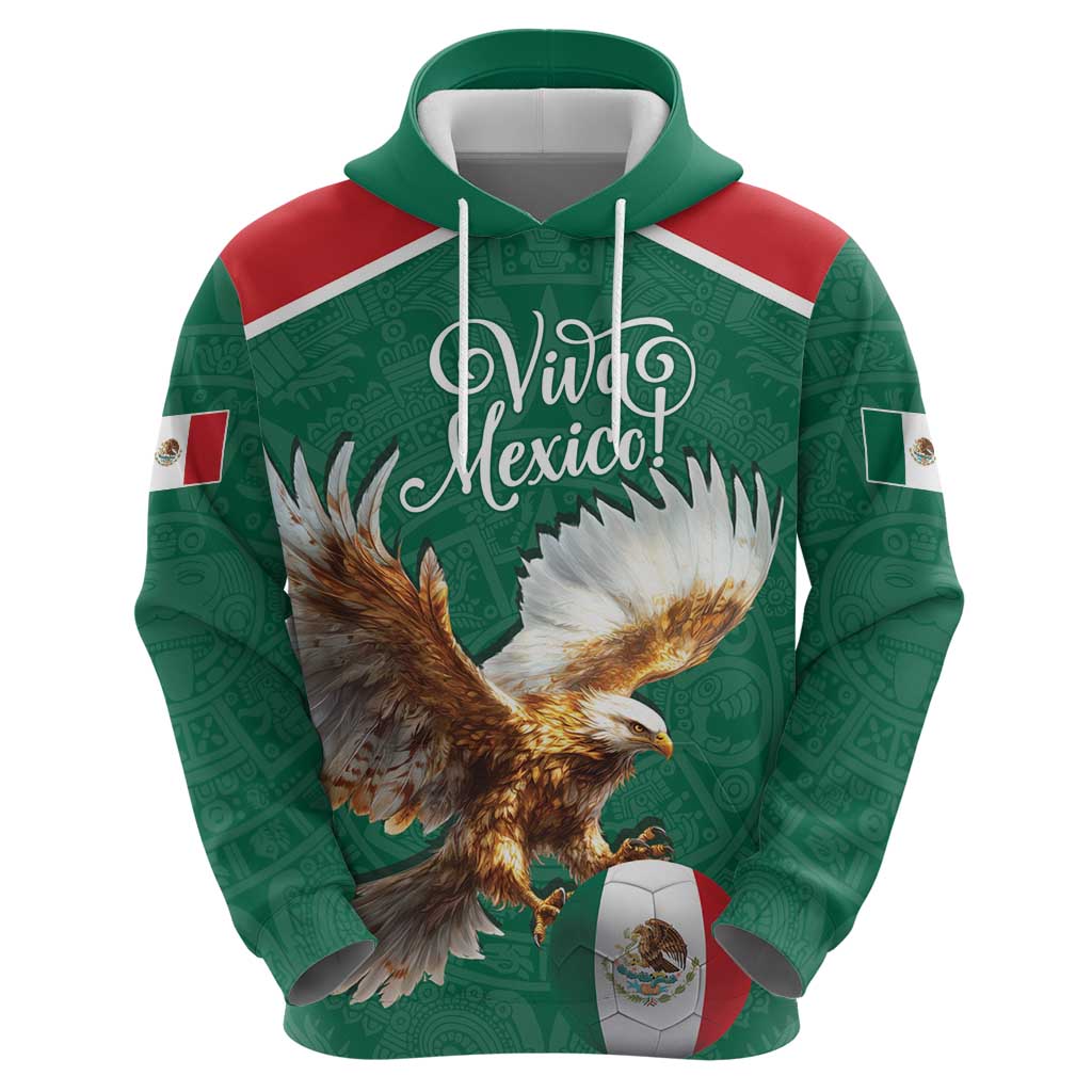 Personalized Viva Mexico Football Hoodie Mexican Eagle Mascot with Sporty Style