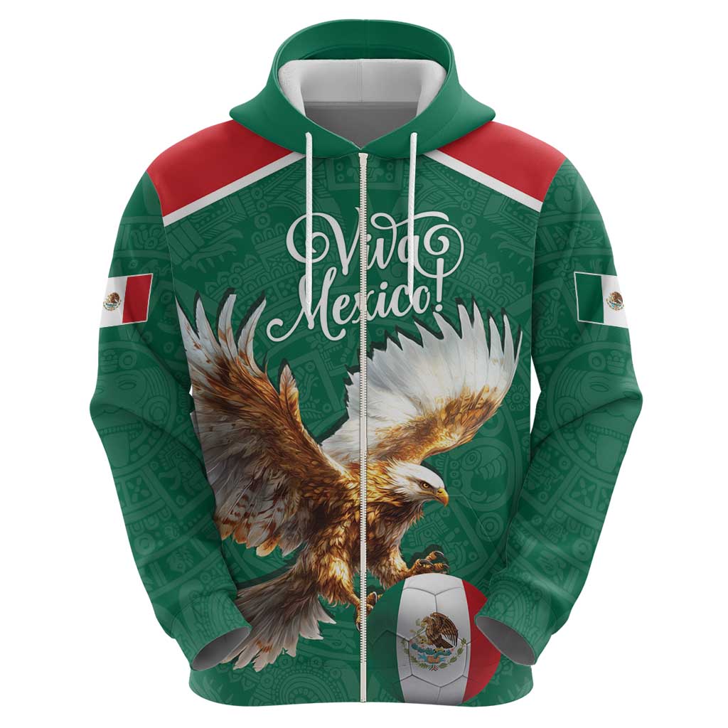 Personalized Viva Mexico Football Hoodie Mexican Eagle Mascot with Sporty Style