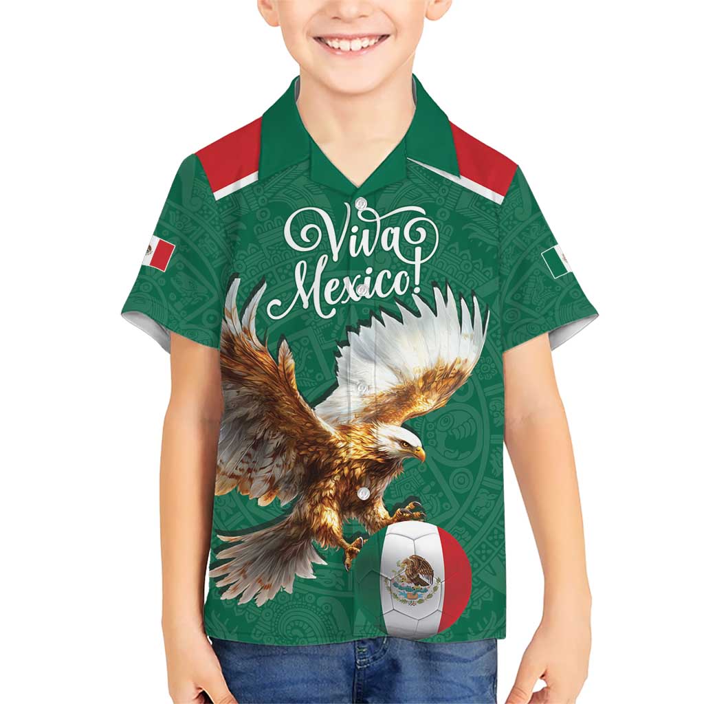 Personalized Viva Mexico Football Kid Hawaiian Shirt Mexican Eagle Mascot with Sporty Style