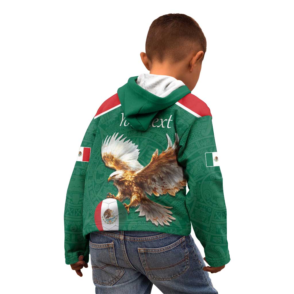 Personalized Viva Mexico Football Kid Hoodie Mexican Eagle Mascot with Sporty Style