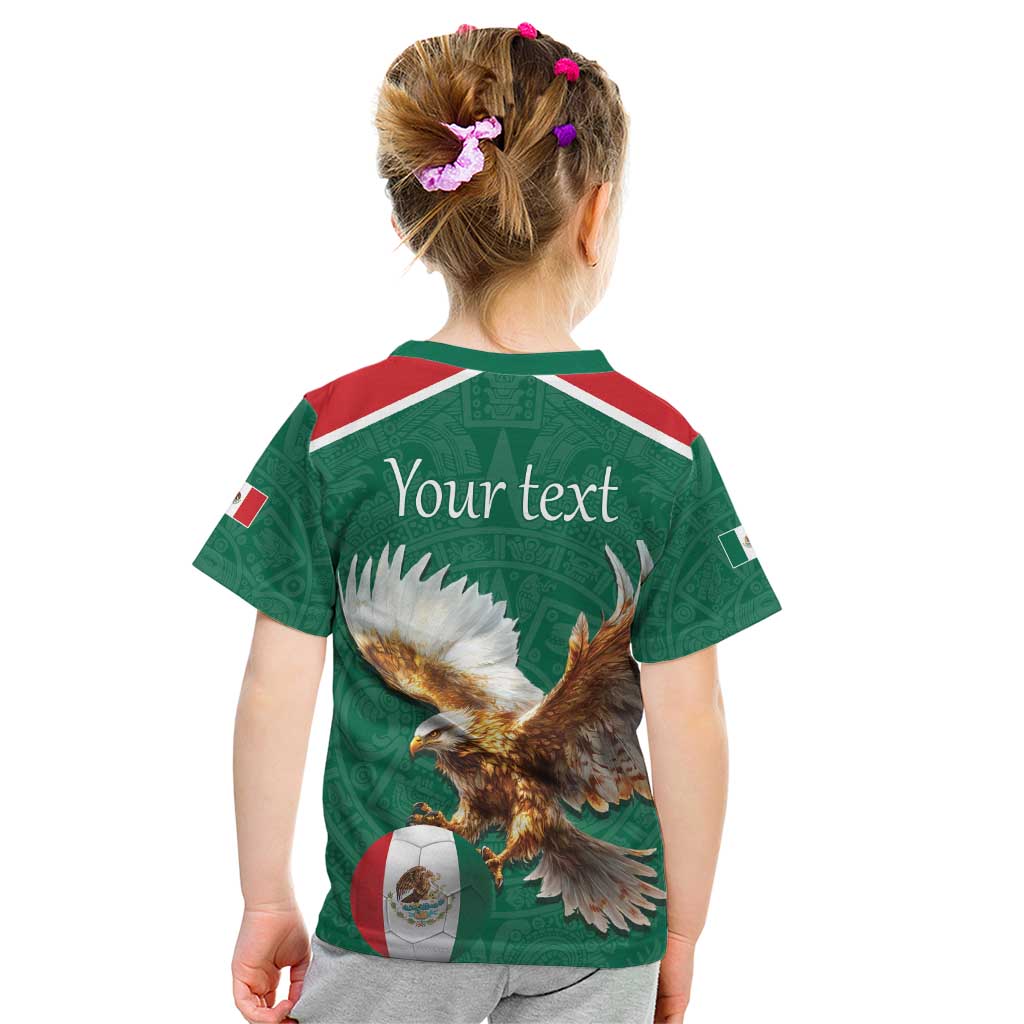 Personalized Viva Mexico Football Kid T Shirt Mexican Eagle Mascot with Sporty Style