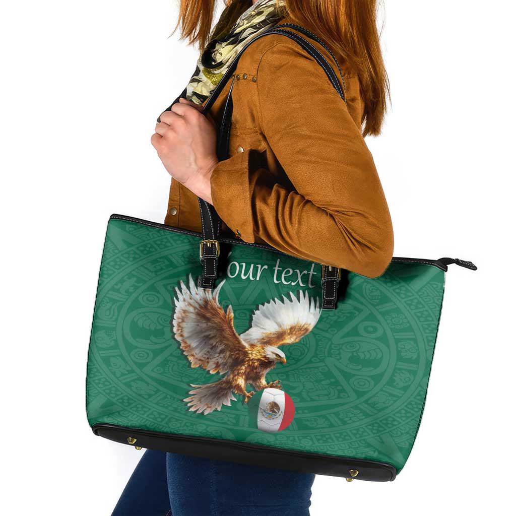 Personalized Viva Mexico Football Leather Tote Bag Mexican Eagle Mascot with Sporty Style