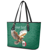 Personalized Viva Mexico Football Leather Tote Bag Mexican Eagle Mascot with Sporty Style