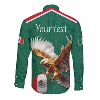 Personalized Viva Mexico Football Long Sleeve Button Shirt Mexican Eagle Mascot with Sporty Style
