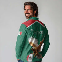 Personalized Viva Mexico Football Long Sleeve Polo Shirt Mexican Eagle Mascot with Sporty Style