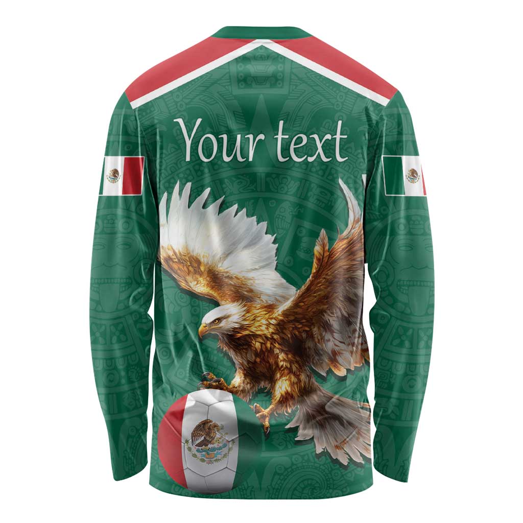 Personalized Viva Mexico Football Long Sleeve Shirt Mexican Eagle Mascot with Sporty Style