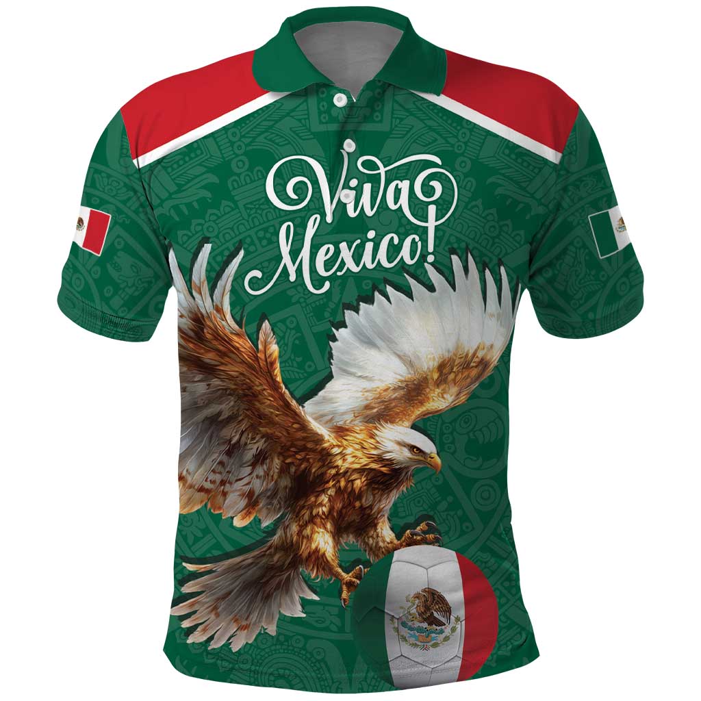 Personalized Viva Mexico Football Polo Shirt Mexican Eagle Mascot with Sporty Style