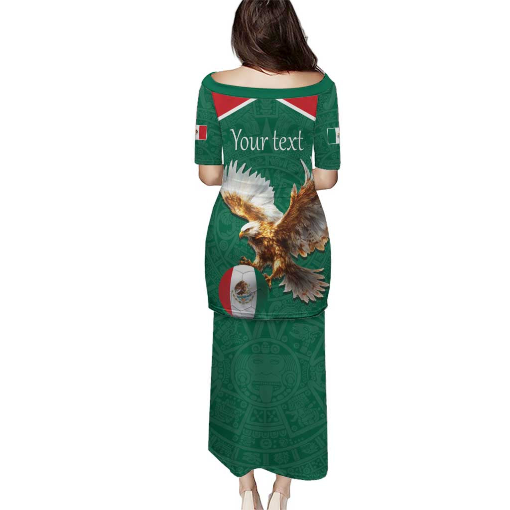 Personalized Viva Mexico Football Puletasi Mexican Eagle Mascot with Sporty Style