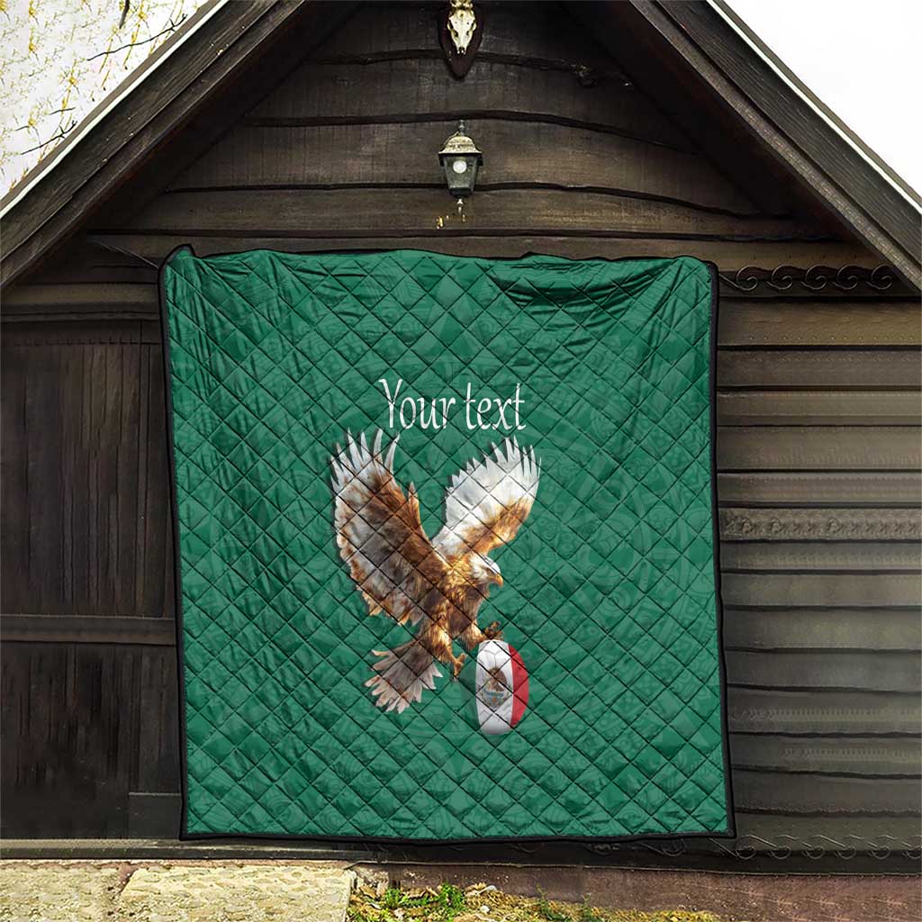 Personalized Viva Mexico Football Quilt Mexican Eagle Mascot with Sporty Style