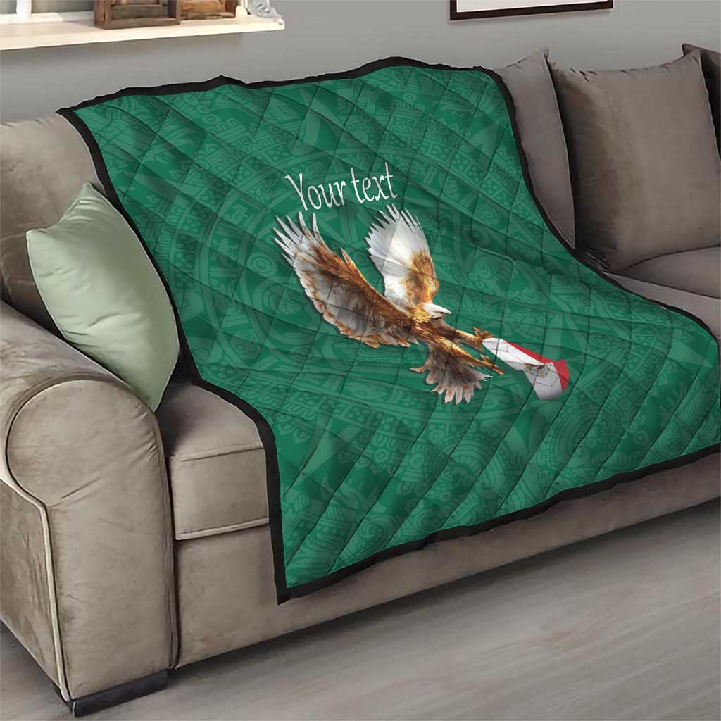 Personalized Viva Mexico Football Quilt Mexican Eagle Mascot with Sporty Style
