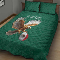 Personalized Viva Mexico Football Quilt Bed Set Mexican Eagle Mascot with Sporty Style