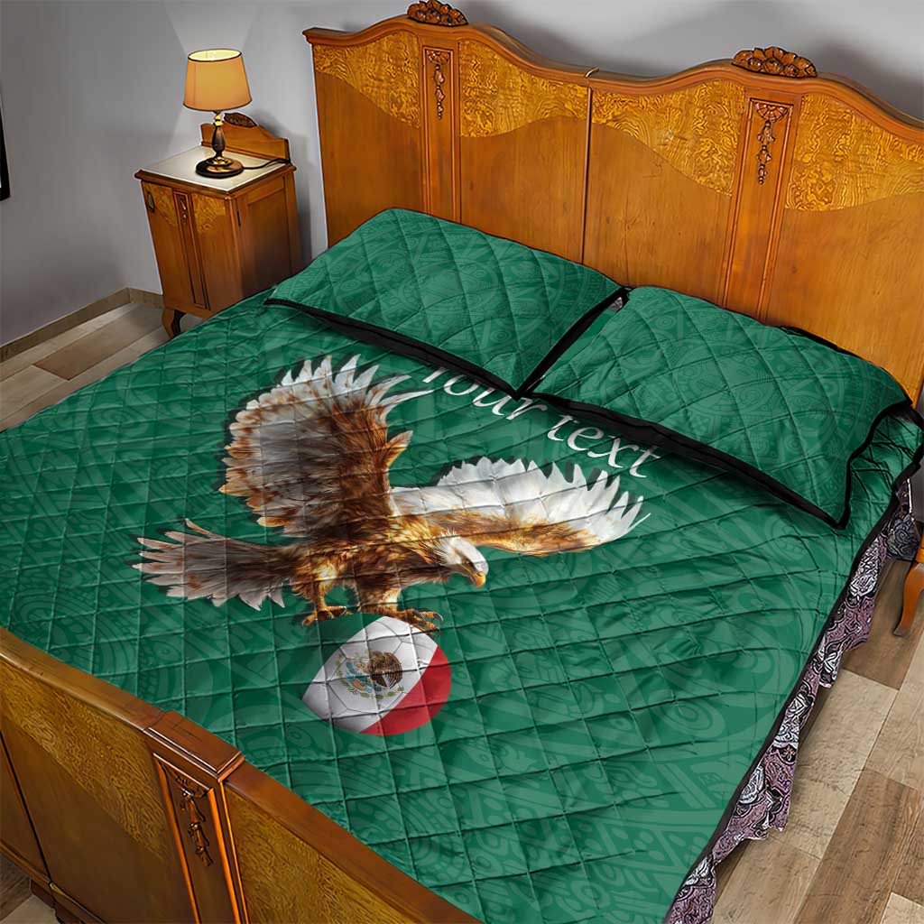 Personalized Viva Mexico Football Quilt Bed Set Mexican Eagle Mascot with Sporty Style