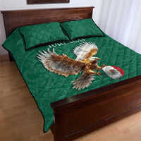 Personalized Viva Mexico Football Quilt Bed Set Mexican Eagle Mascot with Sporty Style