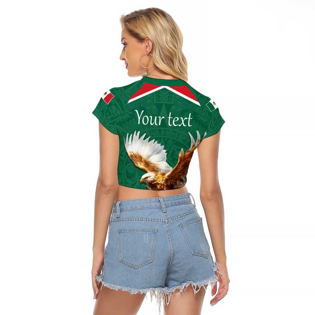 Personalized Viva Mexico Football Raglan Cropped T Shirt Mexican Eagle Mascot with Sporty Style