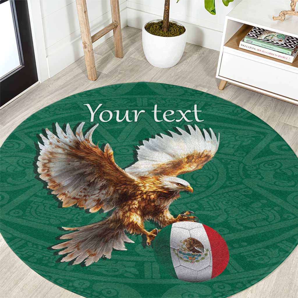 Personalized Viva Mexico Football Round Carpet Mexican Eagle Mascot with Sporty Style