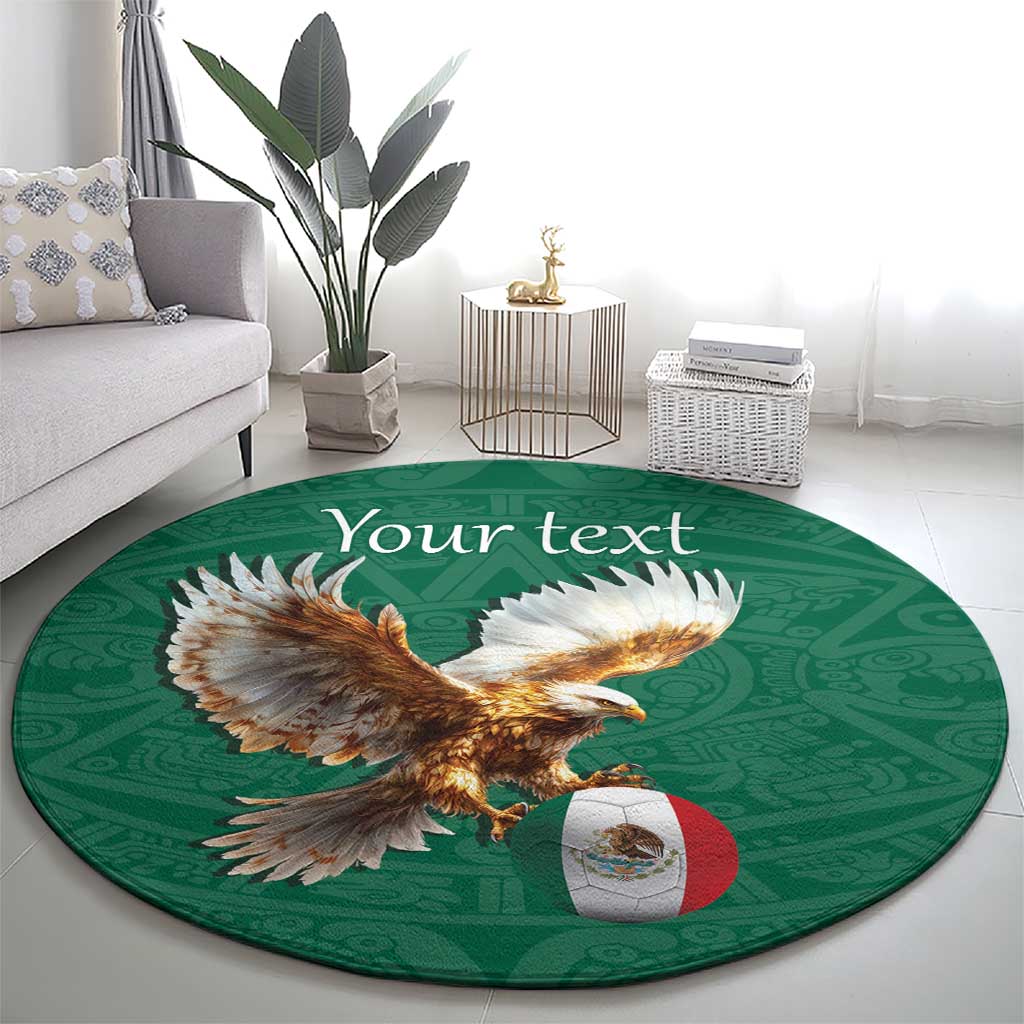 Personalized Viva Mexico Football Round Carpet Mexican Eagle Mascot with Sporty Style