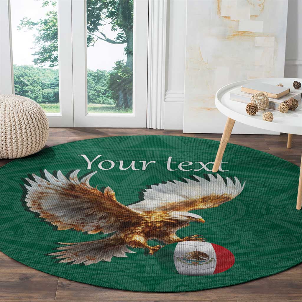 Personalized Viva Mexico Football Round Carpet Mexican Eagle Mascot with Sporty Style