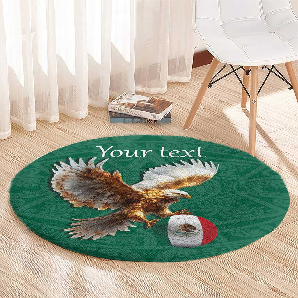 Personalized Viva Mexico Football Round Carpet Mexican Eagle Mascot with Sporty Style