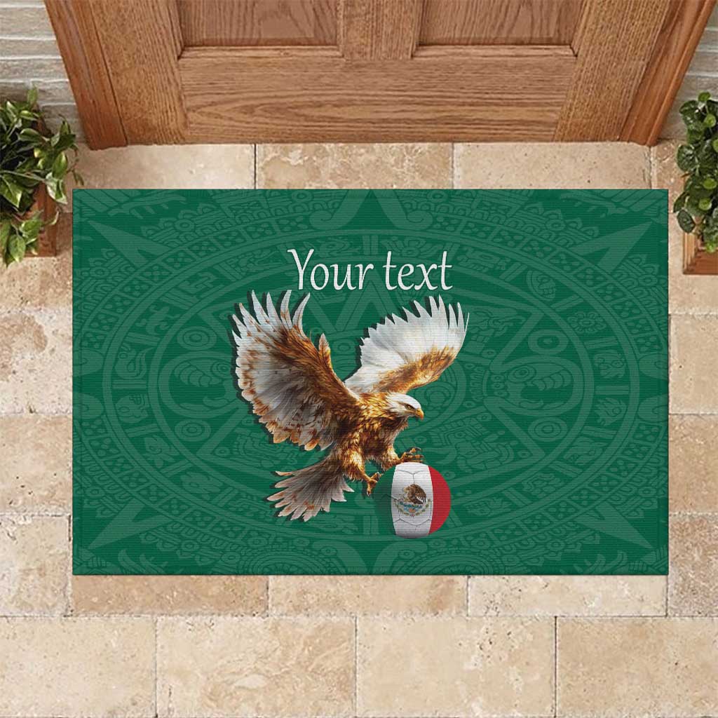 Personalized Viva Mexico Football Rubber Doormat Mexican Eagle Mascot with Sporty Style
