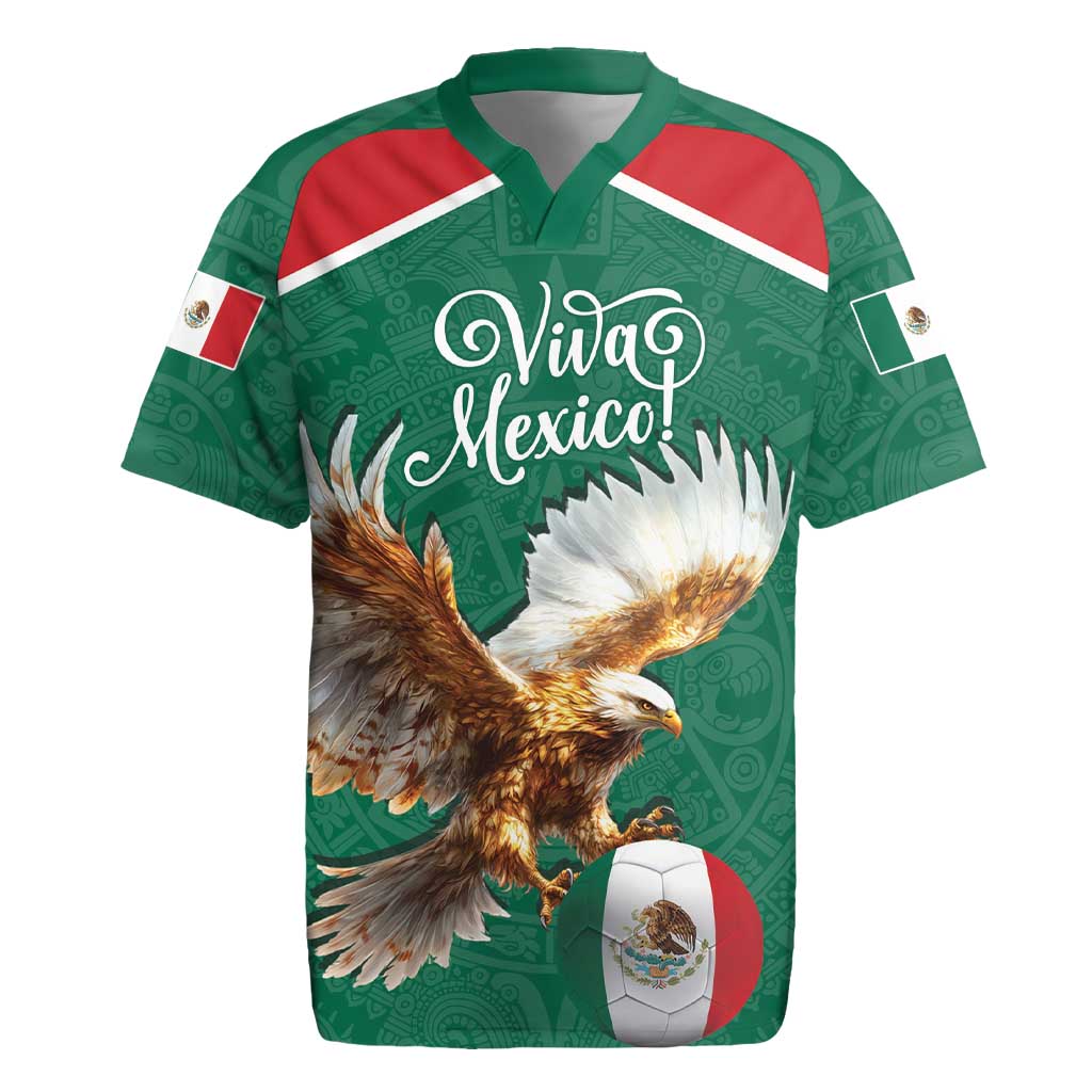 Personalized Viva Mexico Football Rugby Jersey Mexican Eagle Mascot with Sporty Style