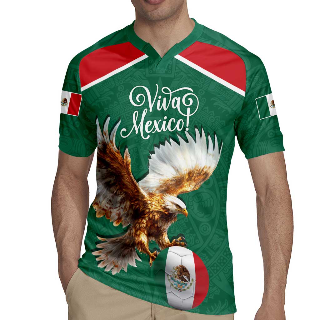 Personalized Viva Mexico Football Rugby Jersey Mexican Eagle Mascot with Sporty Style