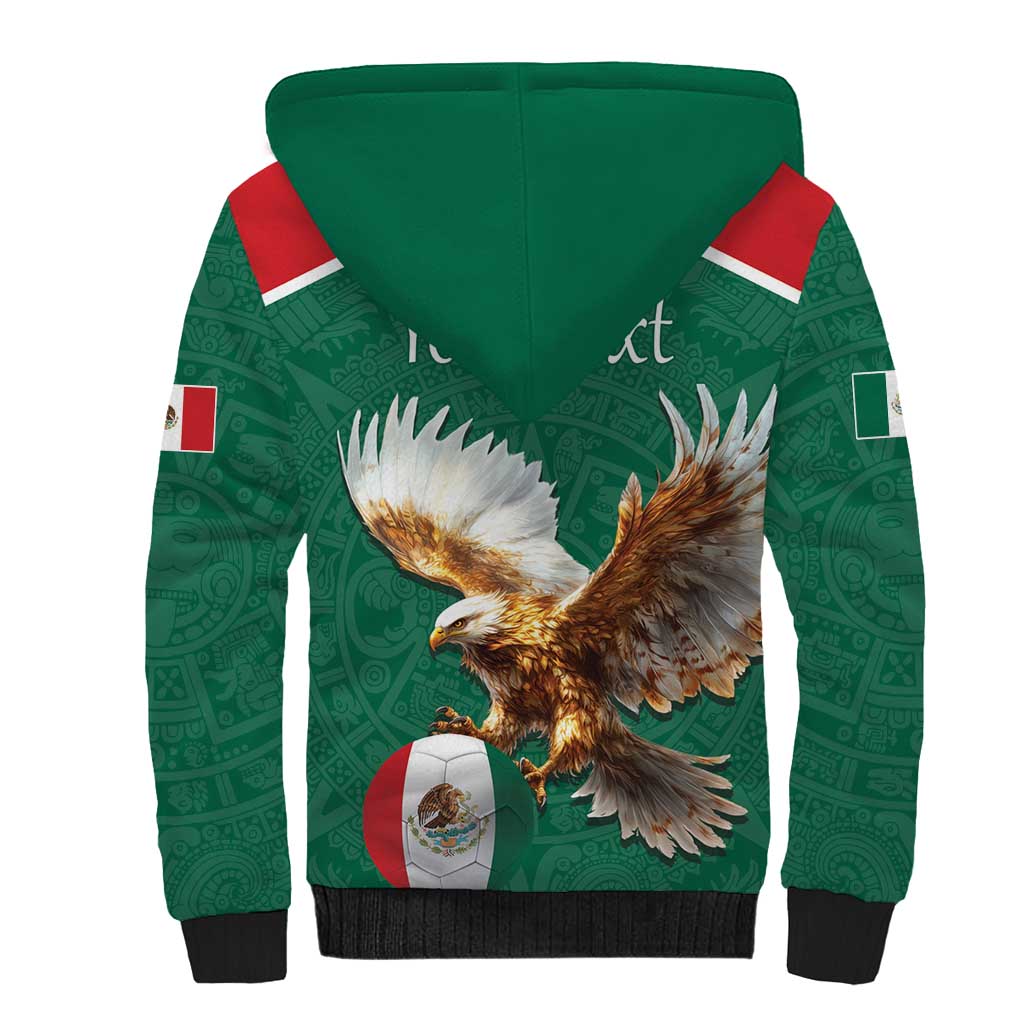 Personalized Viva Mexico Football Sherpa Hoodie Mexican Eagle Mascot with Sporty Style
