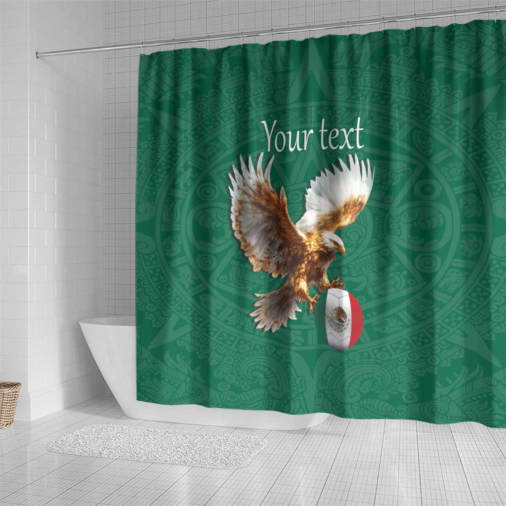 Personalized Viva Mexico Football Shower Curtain Mexican Eagle Mascot with Sporty Style