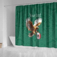 Personalized Viva Mexico Football Shower Curtain Mexican Eagle Mascot with Sporty Style