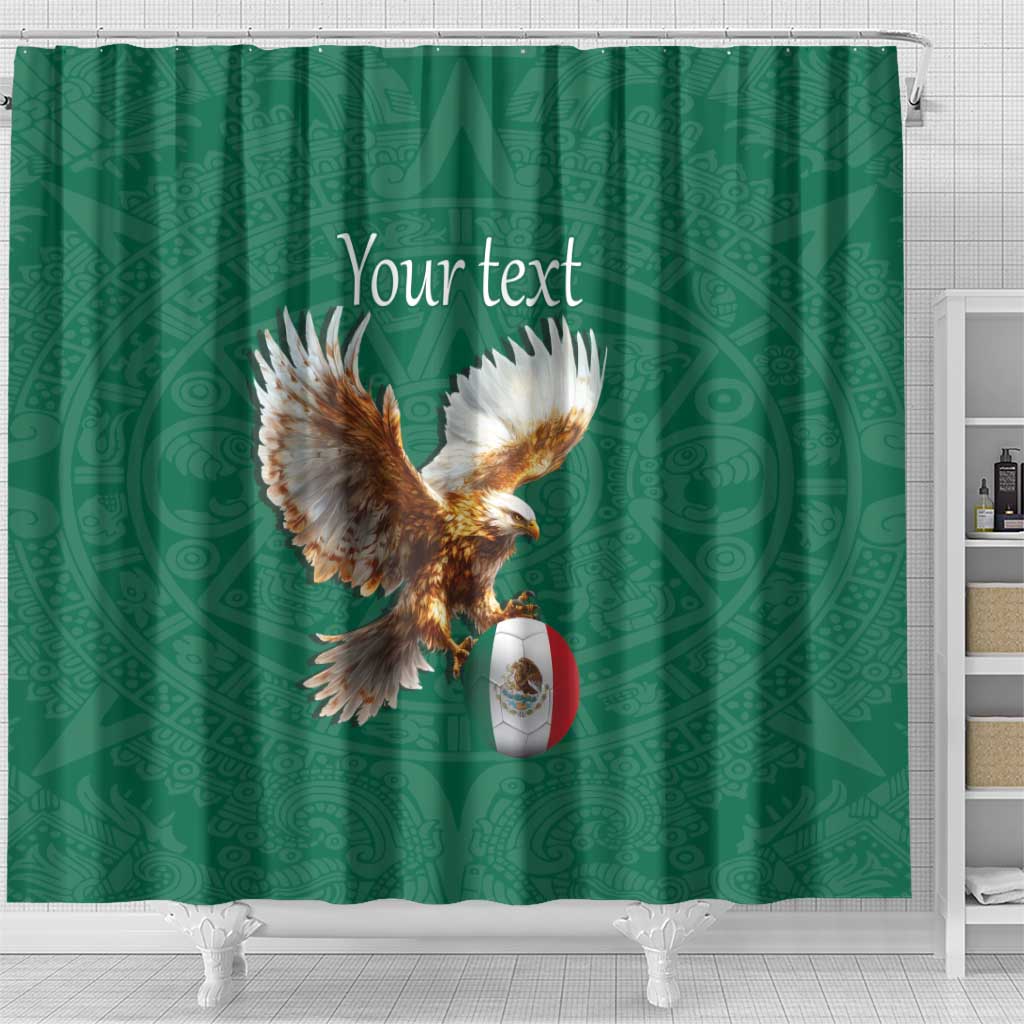 Personalized Viva Mexico Football Shower Curtain Mexican Eagle Mascot with Sporty Style