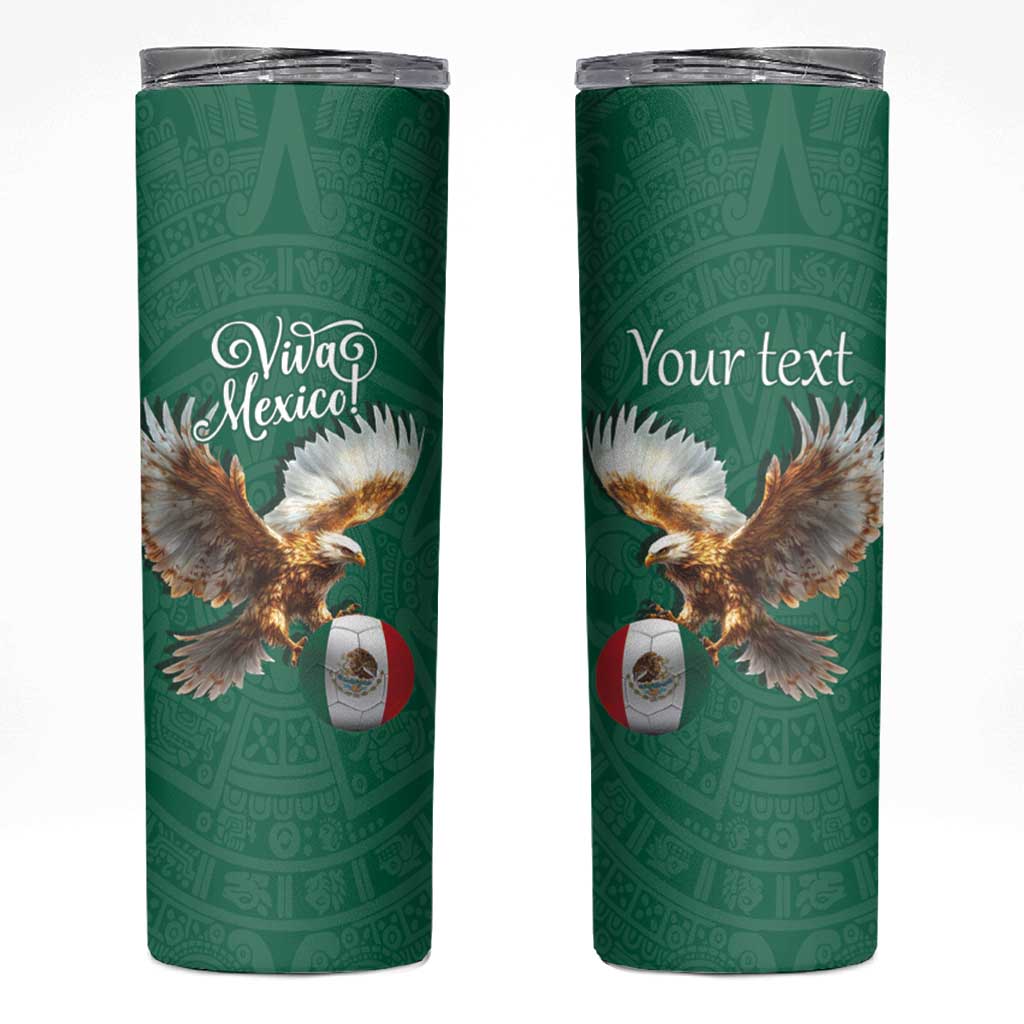 Personalized Viva Mexico Football Skinny Tumbler Mexican Eagle Mascot with Sporty Style