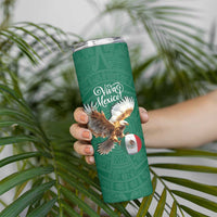 Personalized Viva Mexico Football Skinny Tumbler Mexican Eagle Mascot with Sporty Style