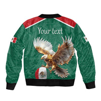 Personalized Viva Mexico Football Sleeve Zip Bomber Jacket Mexican Eagle Mascot with Sporty Style