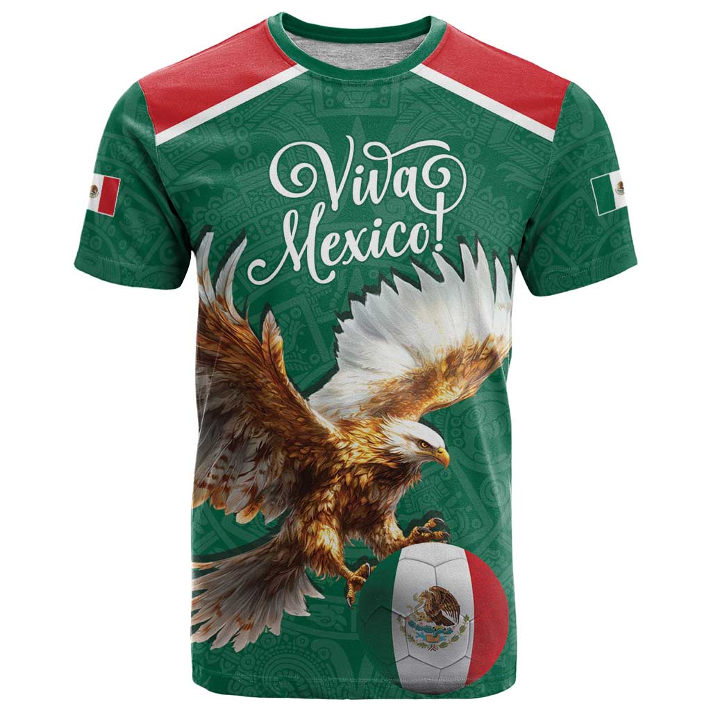 Personalized Viva Mexico Football T Shirt Mexican Eagle Mascot with Sporty Style