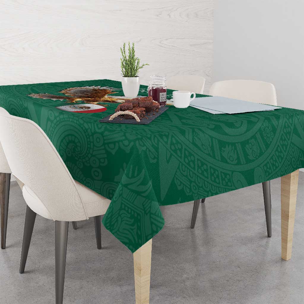 Personalized Viva Mexico Football Tablecloth Mexican Eagle Mascot with Sporty Style
