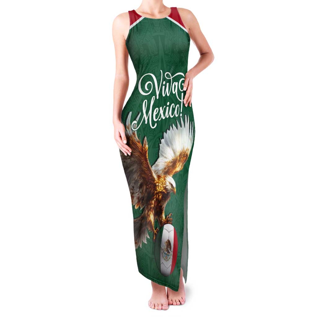 Personalized Viva Mexico Football Tank Maxi Dress Mexican Eagle Mascot with Sporty Style