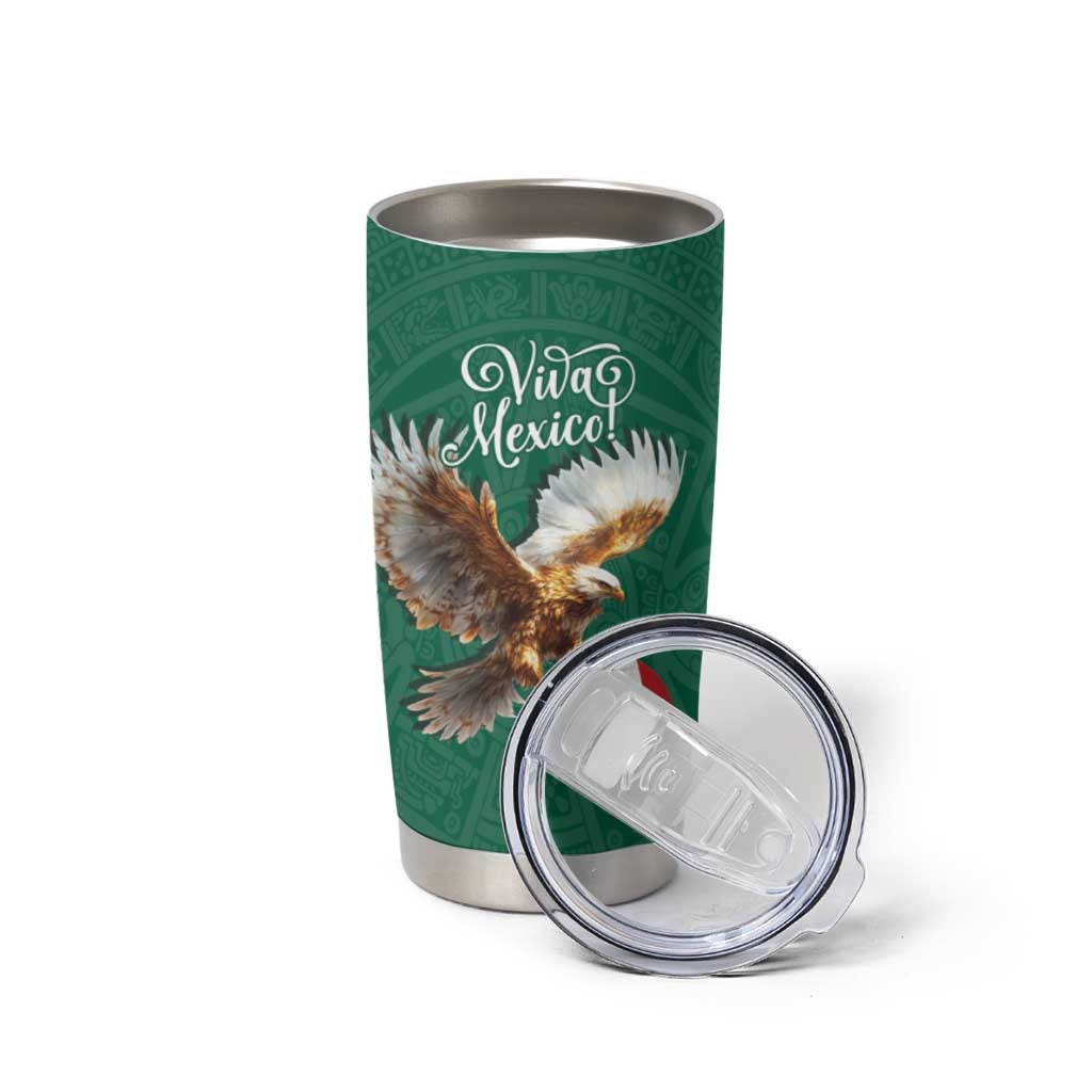 Personalized Viva Mexico Football Tumbler Cup Mexican Eagle Mascot with Sporty Style