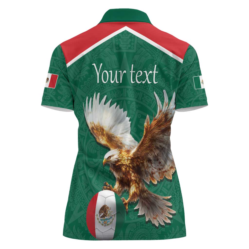 Personalized Viva Mexico Football Women Polo Shirt Mexican Eagle Mascot with Sporty Style