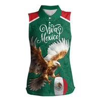 Personalized Viva Mexico Football Women Sleeveless Polo Shirt Mexican Eagle Mascot with Sporty Style