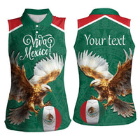 Personalized Viva Mexico Football Women Sleeveless Polo Shirt Mexican Eagle Mascot with Sporty Style