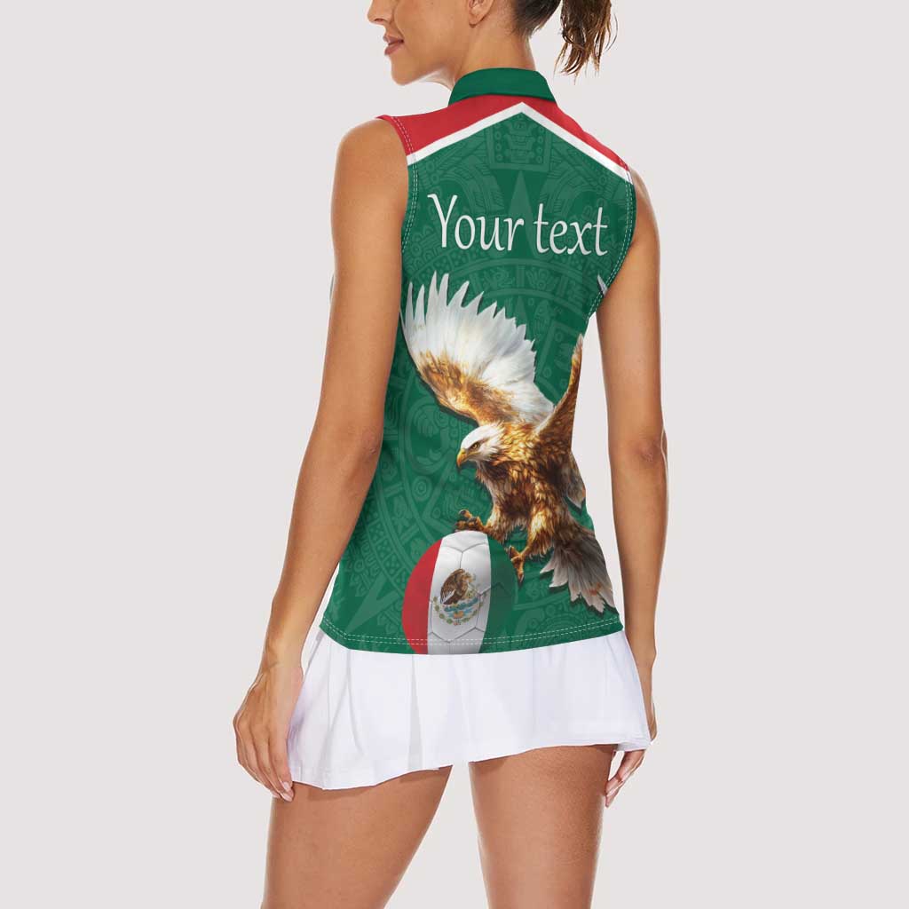 Personalized Viva Mexico Football Women Sleeveless Polo Shirt Mexican Eagle Mascot with Sporty Style