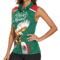 Personalized Viva Mexico Football Women Sleeveless Polo Shirt Mexican Eagle Mascot with Sporty Style