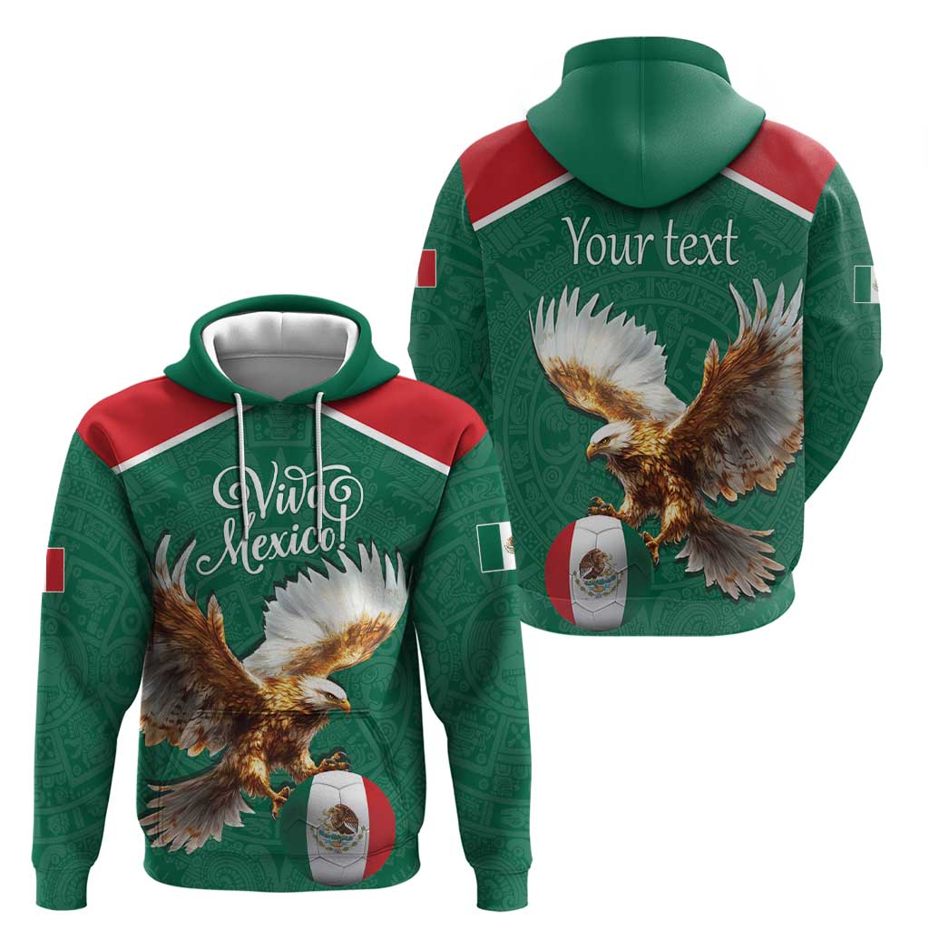 Personalized Viva Mexico Football Zip Hoodie Mexican Eagle Mascot with Sporty Style