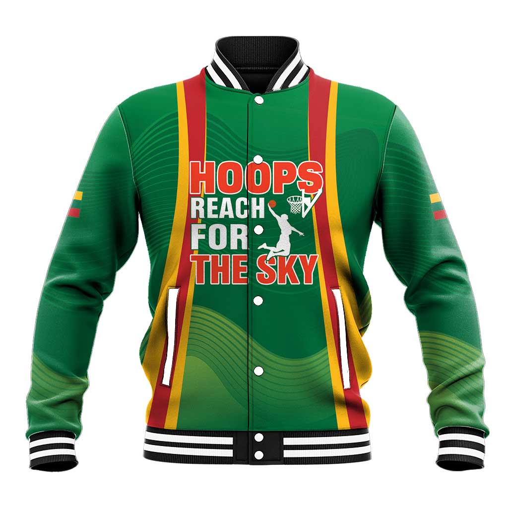 Custom Lithuania Basketball Baseball Jacket Hoops Reach For the Sky
