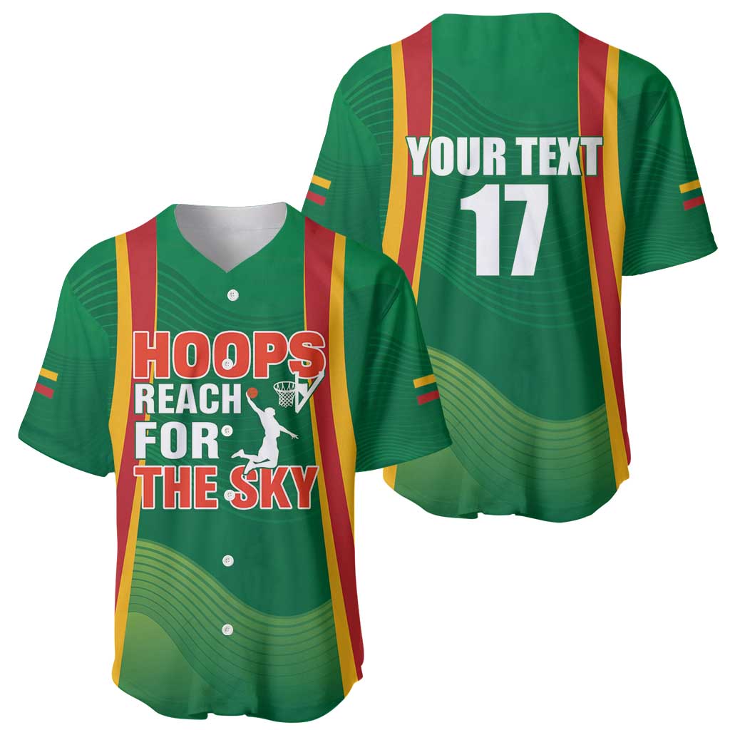 Custom Lithuania Basketball Baseball Jersey Hoops Reach For the Sky
