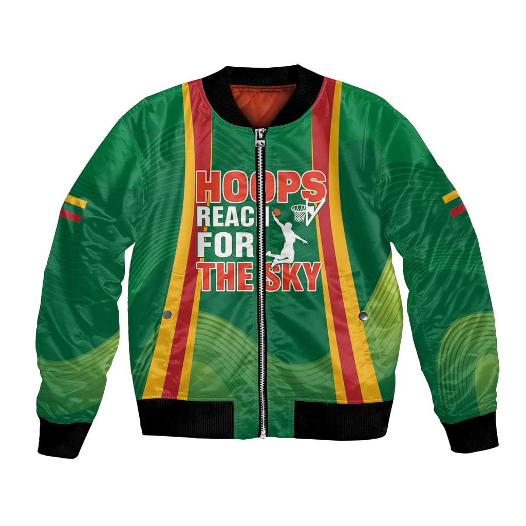 Custom Lithuania Basketball Bomber Jacket Hoops Reach For the Sky