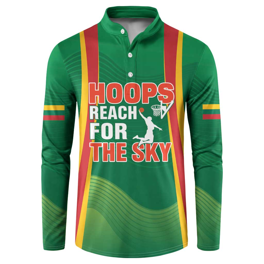 Custom Lithuania Basketball Button Sweatshirt Hoops Reach For the Sky